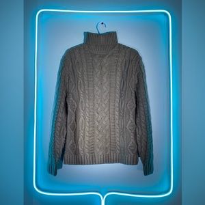 Double Woven Hand made Turtle neck Beige sweater (Unisex)